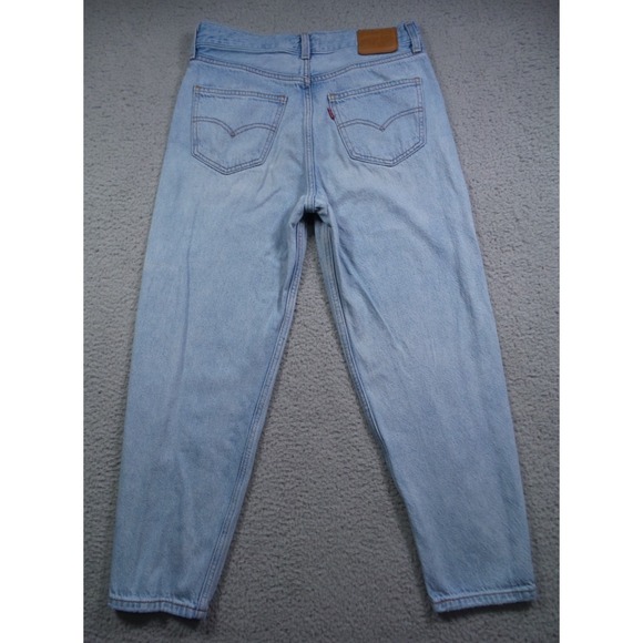 Levis Premium Womens Jeans Size 25 Blue Denim Loose Taper Crop Stretch High Rise - Picture 4 of 16